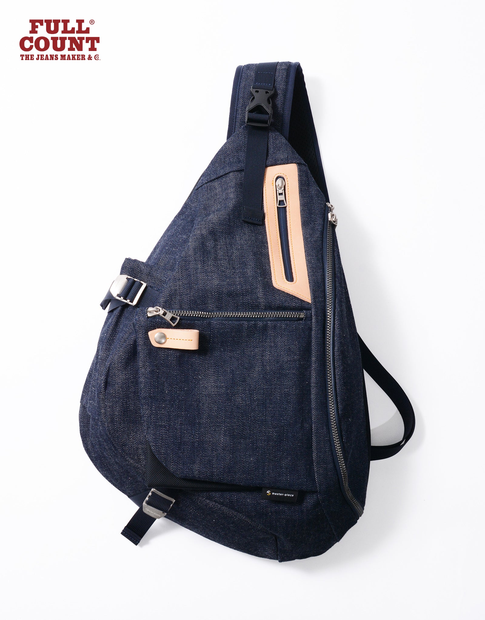 【希少】Master-piece FULLCOUNT コラボ ウエストバッグ 紺 FULLCOUNT x master-piece Collaboration Series Wide Sling Bag No
